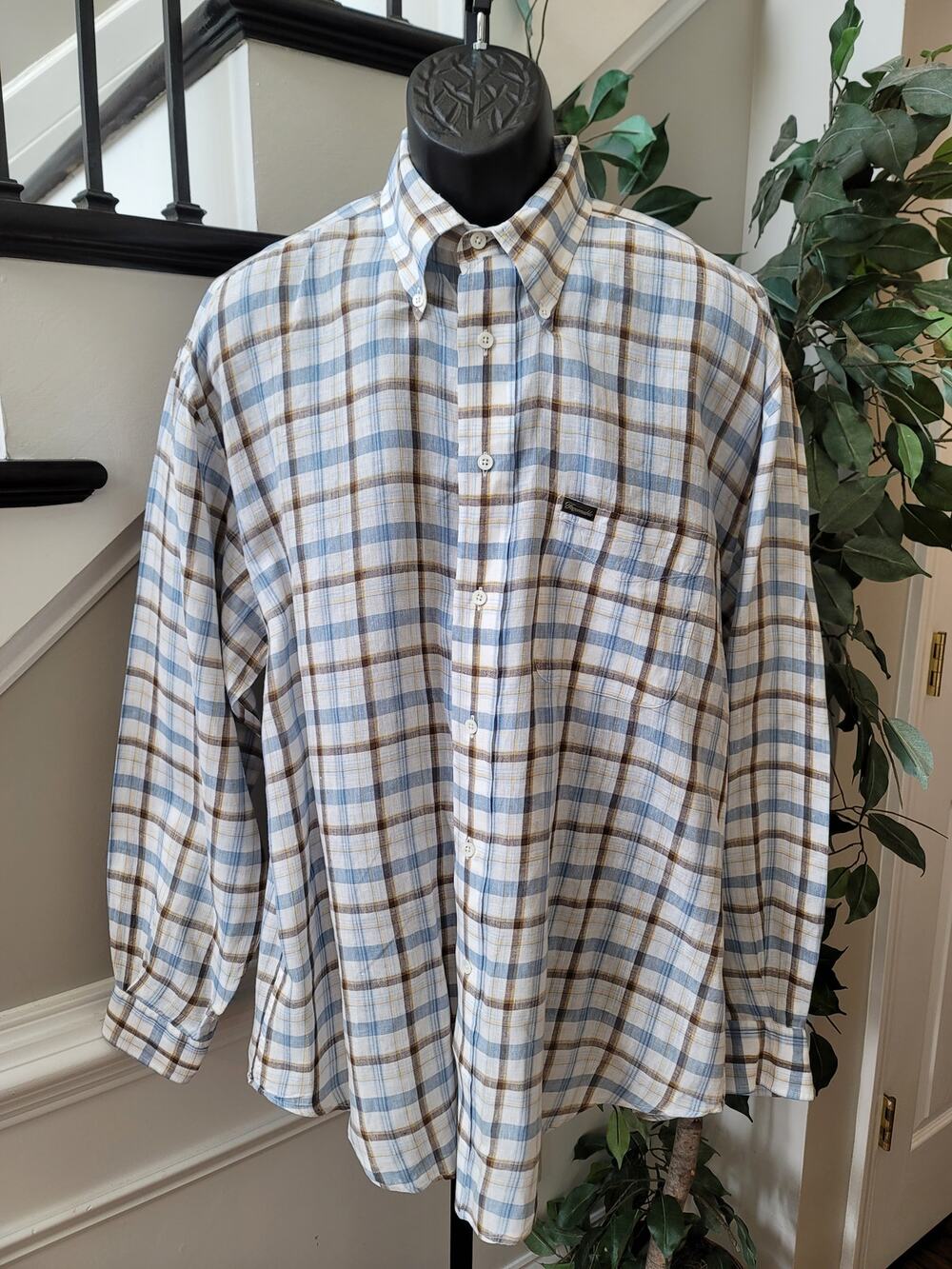 Façonnable Button-Down Shirt Men's X-Large Multicolor 100% Linen Long Sleeves